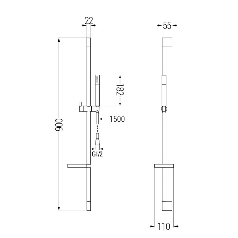 Mexen Zero Ensemble de douche DS70, chromé - 71104DS70-00