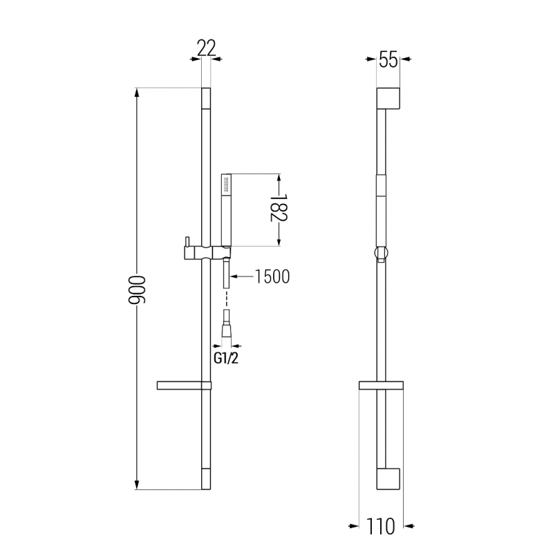 Mexen Zero Ensemble de Douche DS70, chrome - 71114DS70-00