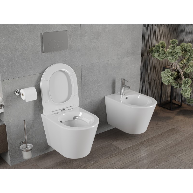 Mexen Rico cuvette WC Rimless avec abattant à descente progressive slim, duroplast, blanc brillant - 30720400