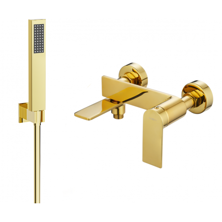 Mexen Zero R02 robinet de bain avec ensemble de douche, or - 7113R02-50