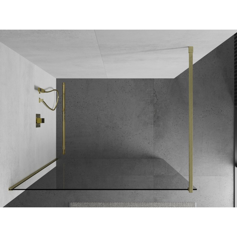 Mexen Kioto paroi de douche Walk-in 65 x 200 cm, transparent 8 mm, or brossé - 800-065-101-55-00