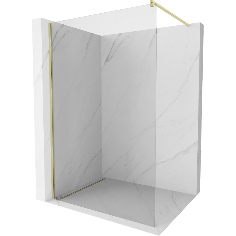 Mexen Kioto paroi de douche Walk-in 130 x 200 cm, transparent 8 mm, or brossé - 800-130-101-55-00