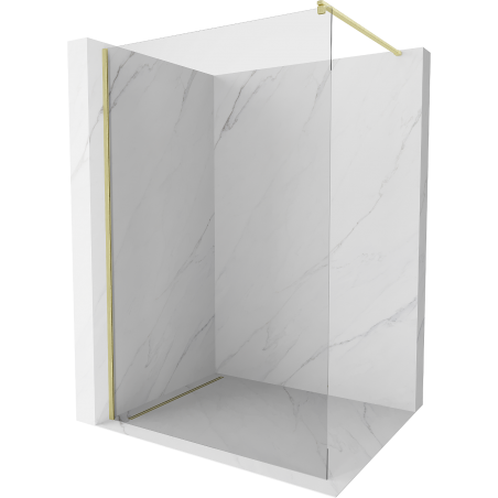 Mexen Kioto paroi de douche Walk-in 130 x 200 cm, transparent 8 mm, or brossé - 800-130-101-55-00