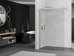 Mexen Kioto paroi de douche Walk-in 130 x 200 cm, transparent 8 mm, or brossé - 800-130-101-55-00