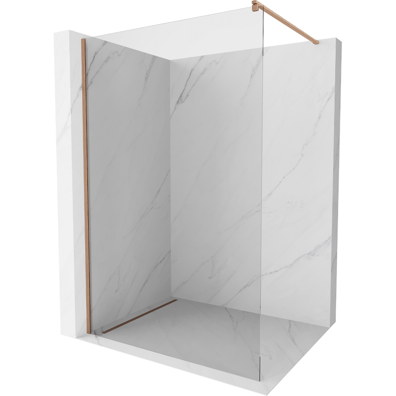 Mexen Kioto paroi de douche Walk-in 65 x 200 cm, transparent 8 mm, cuivre brossé - 800-065-101-65-00
