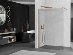 Mexen Kioto paroi de douche Walk-in 70 x 200 cm, transparent 8 mm, laiton brossé - 800-070-101-65-00