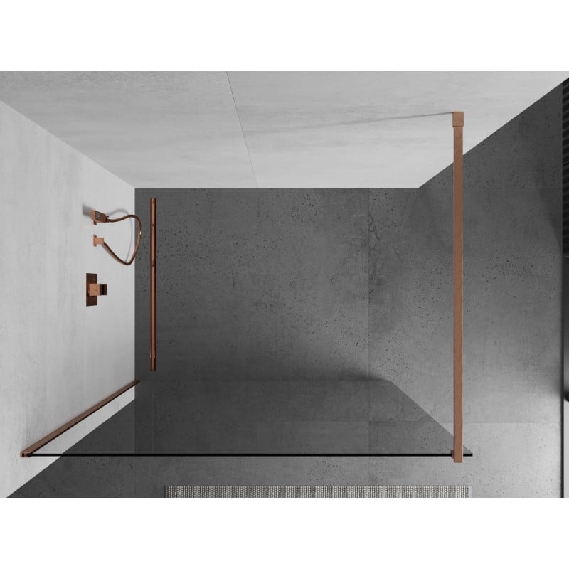Mexen Kioto paroi de douche Walk-in 80 x 200 cm, transparent 8 mm, cuivre brossé - 800-080-101-65-00