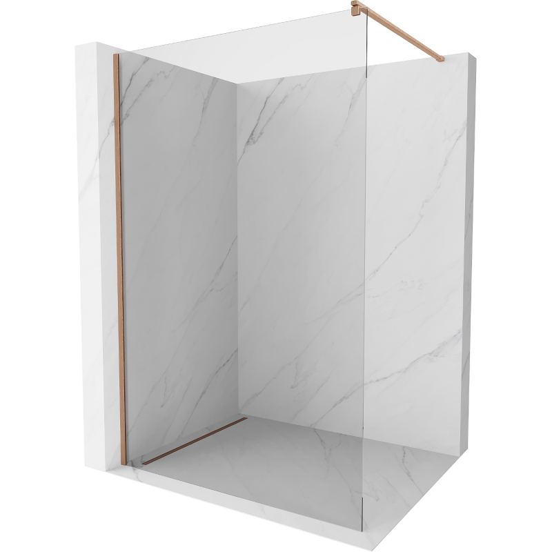 Mexen Kioto paroi de douche Walk-in 85 x 200 cm, transparent 8 mm, cuivre brossé - 800-085-101-65-00
