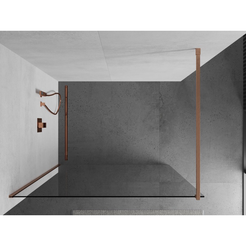 Mexen Kioto paroi de douche Walk-in 85 x 200 cm, transparent 8 mm, cuivre brossé - 800-085-101-65-00