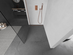 Mexen Kioto paroi de douche Walk-in 130 x 200 cm, transparent 8 mm, cuivre brossé - 800-130-101-65-00