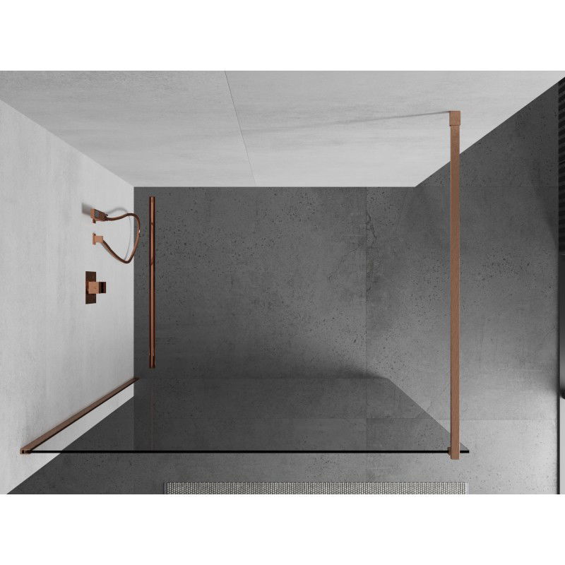 Mexen Kioto paroi de douche Walk-in 150 x 200 cm, transparent 8 mm, cuivre brossé - 800-150-101-65-00