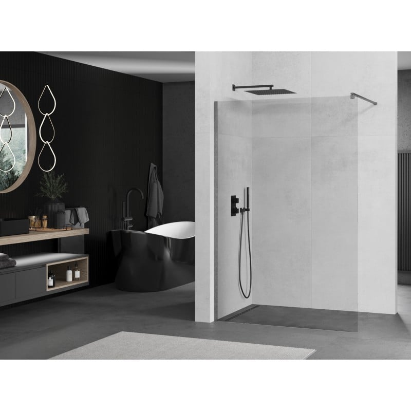 Mexen Kioto paroi de douche Walk-in 90 x 200 cm, transparent 8 mm, gris canon brossé - 800-090-101-66-00