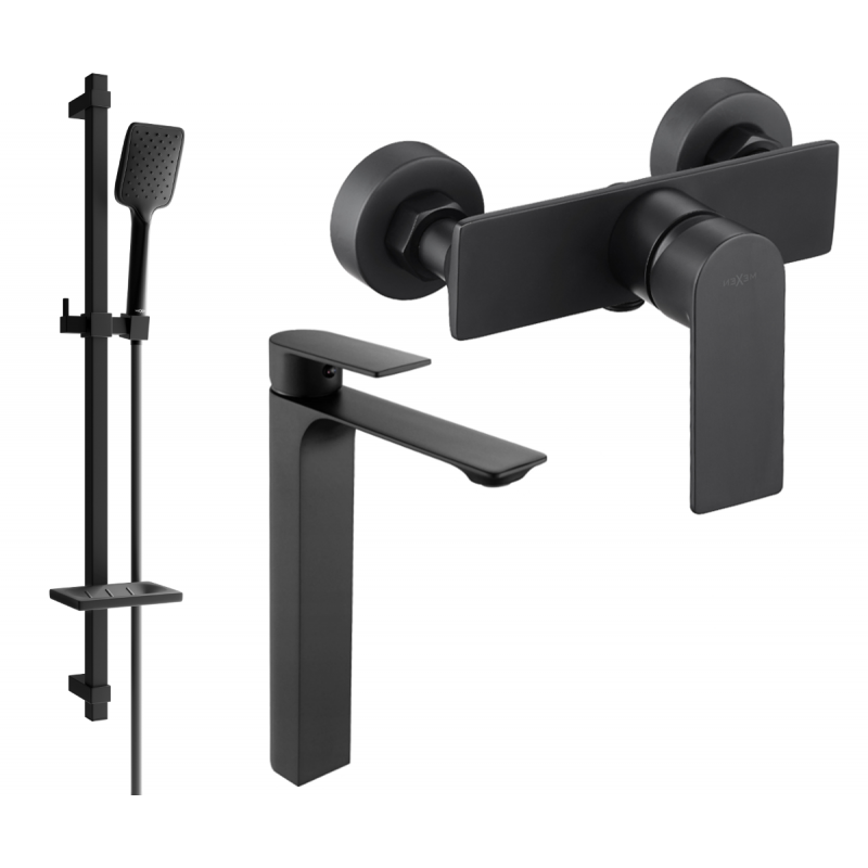 Mexen Alexa Ensemble de douche DQ62, noir - 71214DQ62-70