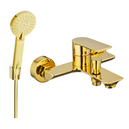 Baignoire Mexen Alexa R40 avec ensemble de douche, or - 7123R40-50