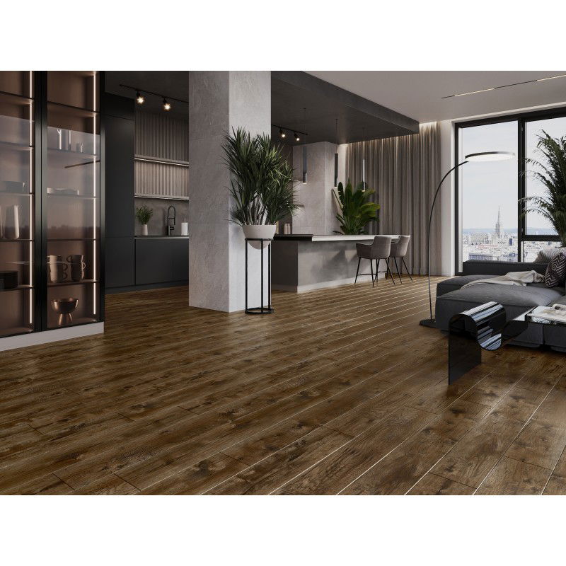 Mexen Mount Vernon panneaux vinyles 1240 x 182 mm SPC 6,5 mm, sous-couche IXPE 1,5 mm, 4 V-Fuge, Noyer