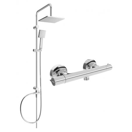 Mexen Tord ensemble de douche en saillie avec pomme de douche et robinet de douche thermostatique Slim, chrome - 77105200-00