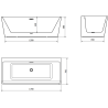 Mexen Volta baignoire freestanding murale 170 x 75 cm, blanche/noire, évacuation noire - 51131707575-70