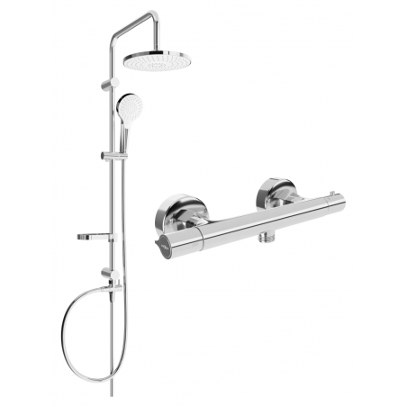 Mexen Slim Erik ensemble de douche en saillie avec pomme de douche et robinet de douche thermostatique, chrome - 77105205-00