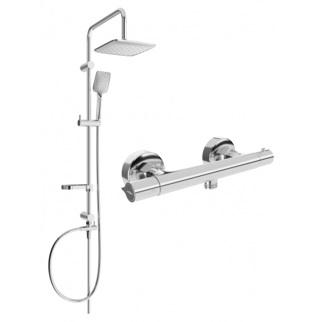Ensemble de douche apparent Mexen Sven avec pomme de douche et mitigeur thermostatique Slim, chrome - 77105262-00
