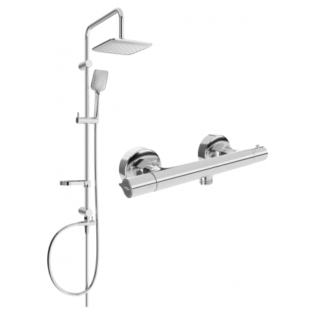 Mexen Slim Sven ensemble de douche en saillie avec pomme de douche et mitigeur thermostatique, chromé - 77105262-00