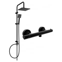 Mexen Slim Tord ensemble de douche en surface avec pomme de douche et robinet de douche thermostatique, noir - 77105200-70