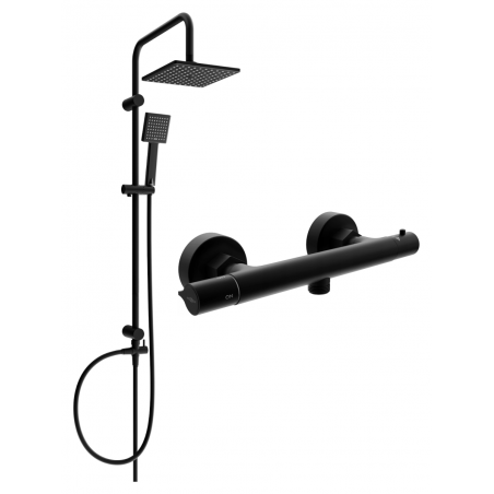 Mexen Slim Tord ensemble de douche en surface avec pomme de douche et robinet de douche thermostatique, noir - 77105200-70
