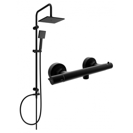 Mexen Tord ensemble de douche mural avec douche de tête et robinet thermostatique Slim, noir - 77105200-70