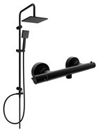 Mexen Slim Tord ensemble de douche en surface avec pomme de douche et robinet de douche thermostatique, noir - 77105200-70