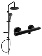 Mexen Slim Erik ensemble de douche en saillie avec pomme de douche et mitigeur thermostatique, noir - 77105205-70