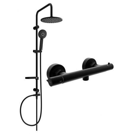 Mexen Slim Carl ensemble de douche apparent avec pomme haute et mitigeur thermostatique, noir - 77105240-70