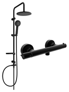 Mexen Carl ensemble de douche apparent avec pomme de douche et robinet de douche thermostatique Slim, noir - 77105240-70
