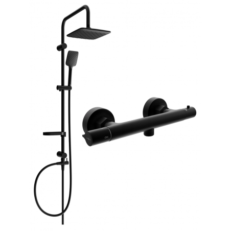 Mexen Slim Sven ensemble de douche mural avec pommeau de douche et robinet thermostatique, noir - 77105262-70