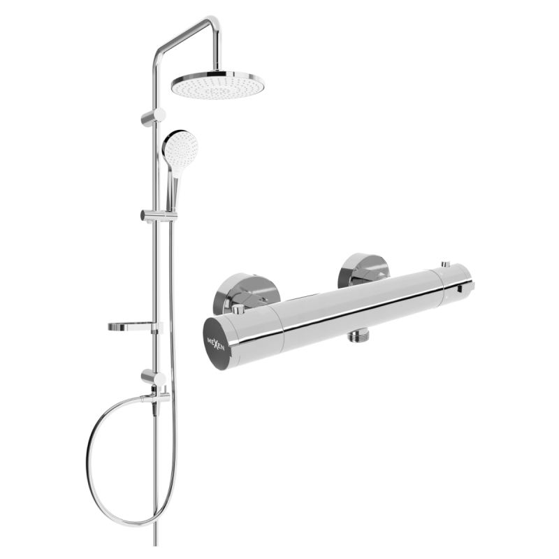 Mexen Erik ensemble de douche apparent avec pommeau de douche et robinet thermostatique Kai, chromé - 77100205-00