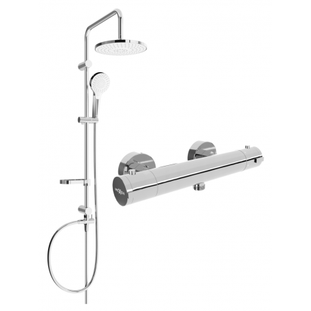 Mexen Kai Erik ensemble de douche à montage apparent avec pomme de douche et mitigeur thermostatique, chromé - 77100205-00