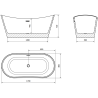 Baignoire Mexen Montana îlot 170 x 80 cm, noire, bonde gun metal - 52011708070-95