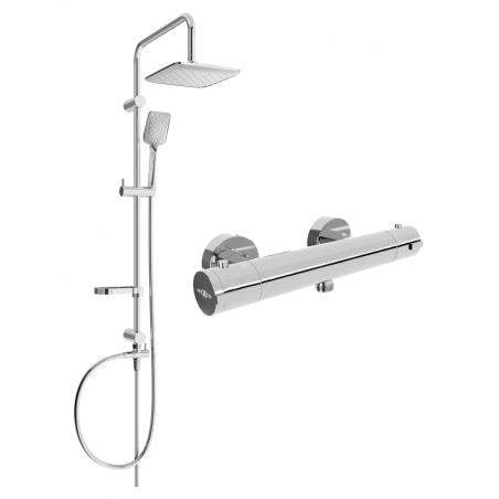 Mexen Sven ensemble de douche externe avec pommeau de douche et robinet thermostatique Kai, chrome - 77100262-00