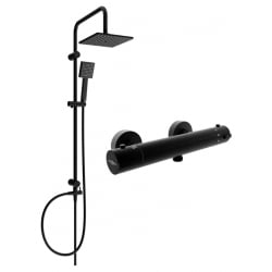 Mexen Kai Tord ensemble de douche en saillie avec douche de tête et robinet de douche thermostatique, noir - 77100200-70