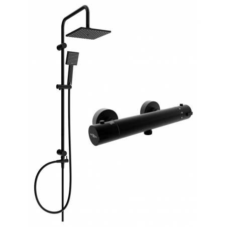 Mexen Kai Tord ensemble de douche en saillie avec douche de tête et robinet de douche thermostatique, noir - 77100200-70