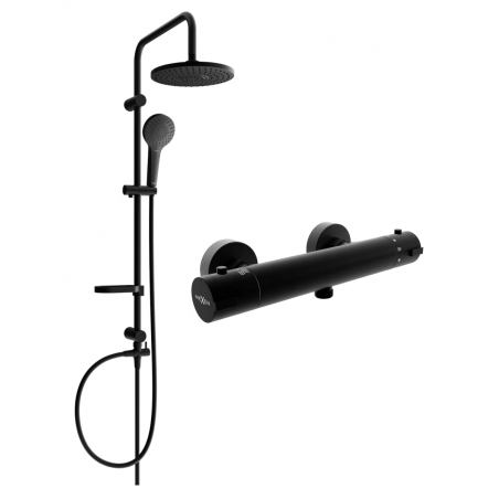 Mexen Kai Erik ensemble de douche mural avec pomme de douche et robinet de douche thermostatique, noir - 77100205-70