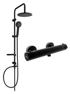 Ensemble de douche apparent Mexen Carl avec pomme de douche et mitigeur thermostatique Kai, noir - 77100240-70