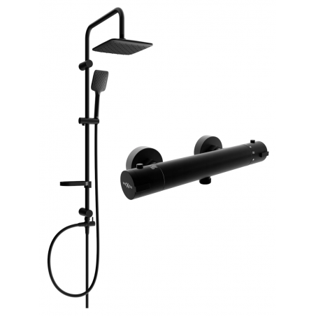 Mexen Sven ensemble de douche apparent avec douche de tête et robinet de douche thermostatique Kai, noir - 77100262-70