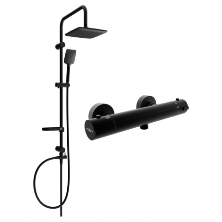 Mexen Sven ensemble de douche apparent avec tête de douche et mitigeur de douche thermostatique Kai, noir - 77100262-70