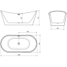 Baignoire Mexen Montana autoportante 180 x 90 cm, blanche, bonde en laiton brossé - 52011809000-65
