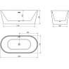 Baignoire Mexen Luna freestanding 160 x 75 cm, blanche/noire, évacuation en laiton brossé - 52031607575-65