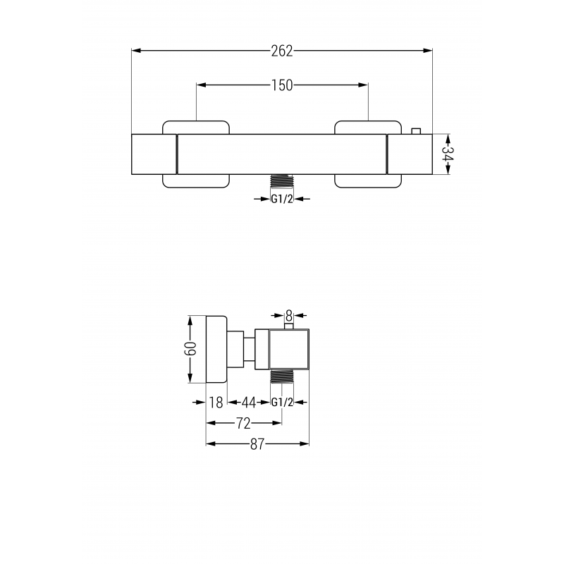 Mexen Cube Tord ensemble de douche apparent avec douche de tête et robinet thermostatique, noir - 77200200-70