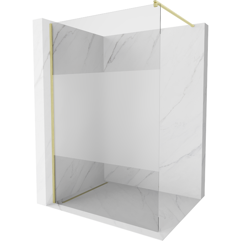 Mexen Kioto paroi de douche Walk-in 70 x 200 cm, transparent/satiné 8 mm, finition dorée - 800-070-101-55-35