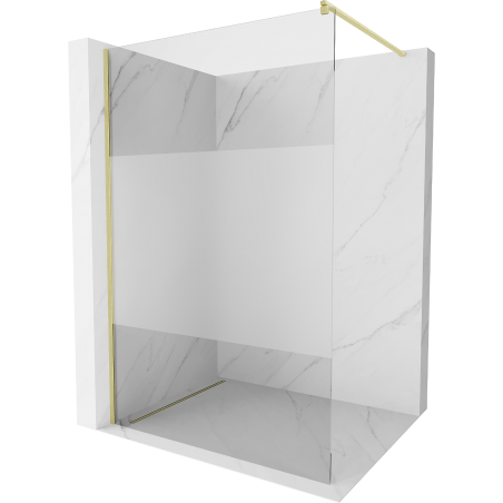 Mexen Kioto paroi de douche Walk-in 70 x 200 cm, transparent/satiné 8 mm, finition dorée - 800-070-101-55-35