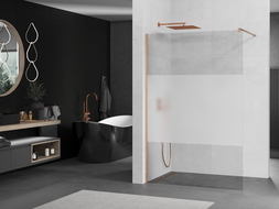 Mexen Kioto paroi de douche Walk-in 70 x 200 cm, transparent/opaque 8 mm, laiton brossé - 800-070-101-65-35