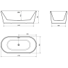 Baignoire Mexen Luna autoportante 170 x 80 cm, blanc/noir, évacuation en or brossé - 52031708075-55