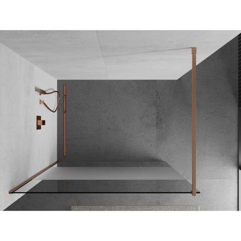 Mexen Kioto paroi de douche Walk-in 90 x 200 cm, transparent/satiné 8 mm, cuivre brossé - 800-090-101-65-35